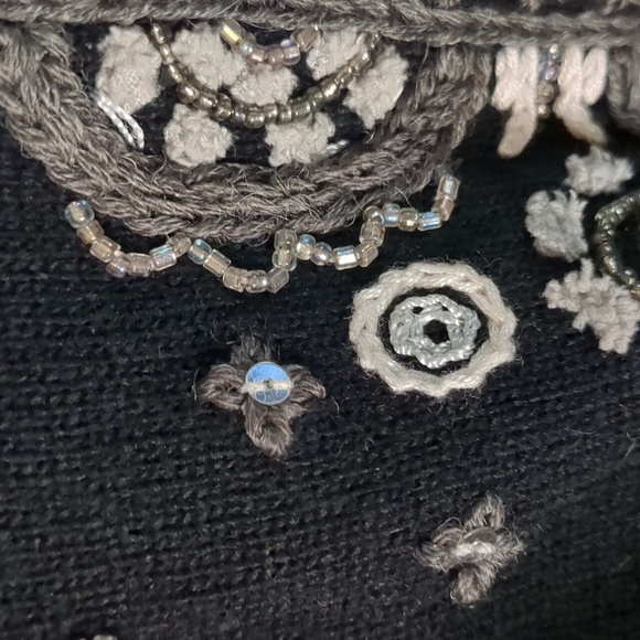 ÉTINCELLE COUTURE* vintage beaded sequined belted long sleeve wool blend sweater - Picture 8 of 12